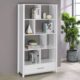Dylan 68-inch 4-shelf Storage Bookshelf Weathered Grey