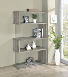 Emelle 63-inch 4-shelf Glass Panel Bookshelf Black