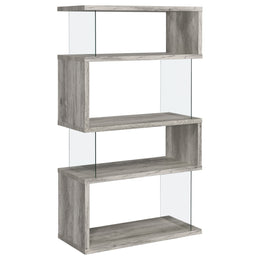 Emelle 63-inch 4-shelf Glass Panel Bookshelf Black