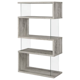Emelle 63-inch 4-shelf Glass Panel Bookshelf Black