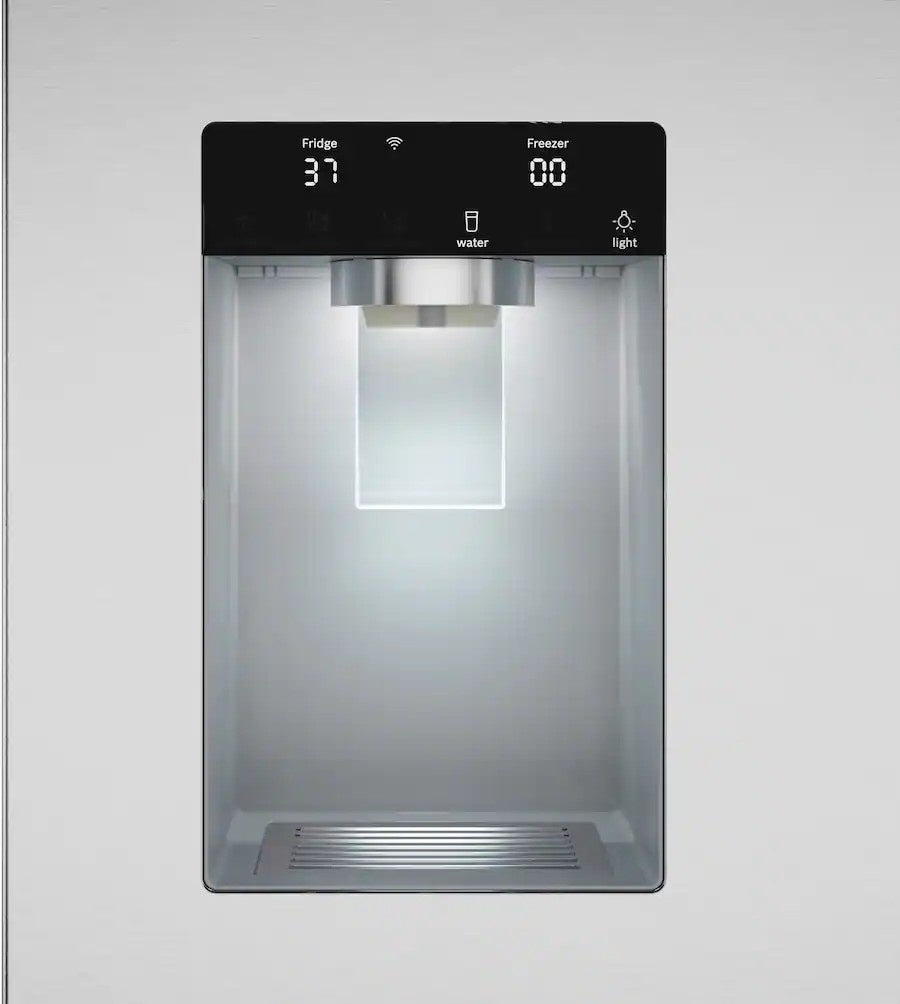 Bosch - 100 Series 36 in. Wide 26 Cu. Ft. French Door Bottom Freezer Smart Refrigerator with External Ice and Water - Stainless Steel