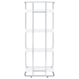 Ember 68-inch 4-shelf Bookshelf White High Gloss and Chrome