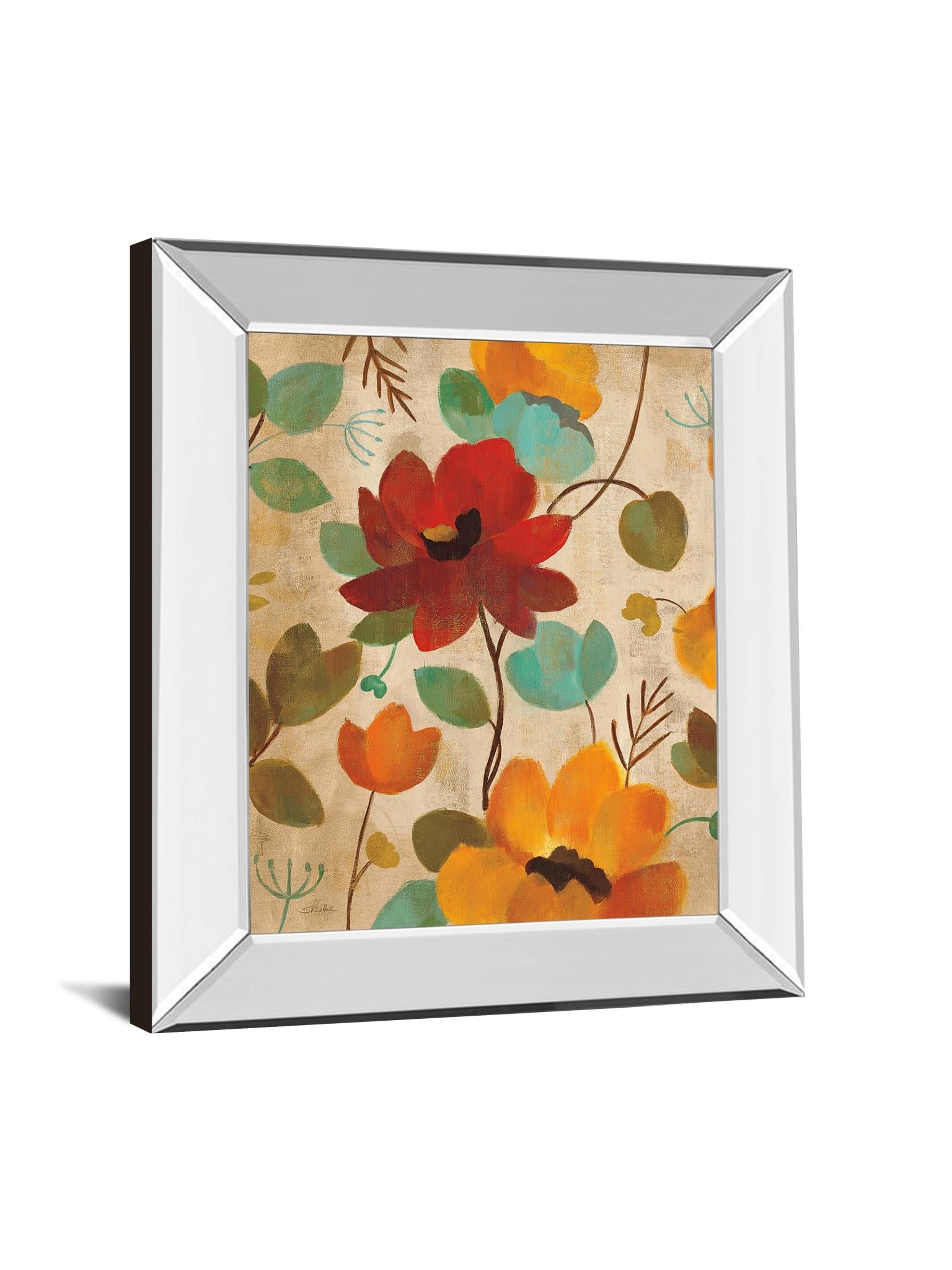 Mirrored Frame Vibrant Embroidery Ii By Silvia Vassileva 22X26 Mirror Frame Print