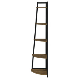 Jacksonville 63-inch 5-shelf Bookshelf Black and Aged Walnut