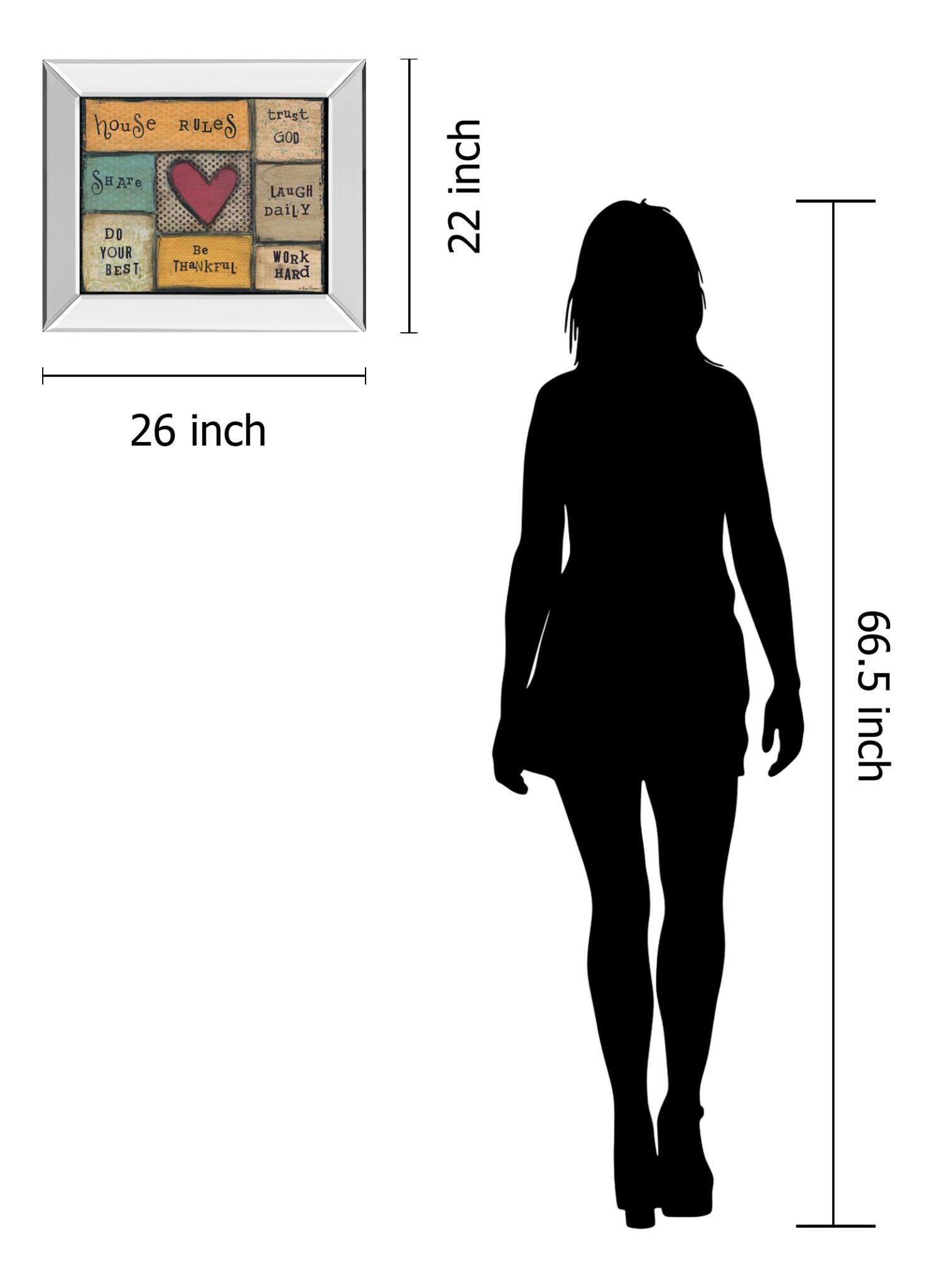 Mirrored Frame House Rules By Lisa Larson 22X26 Mirror Frame Print