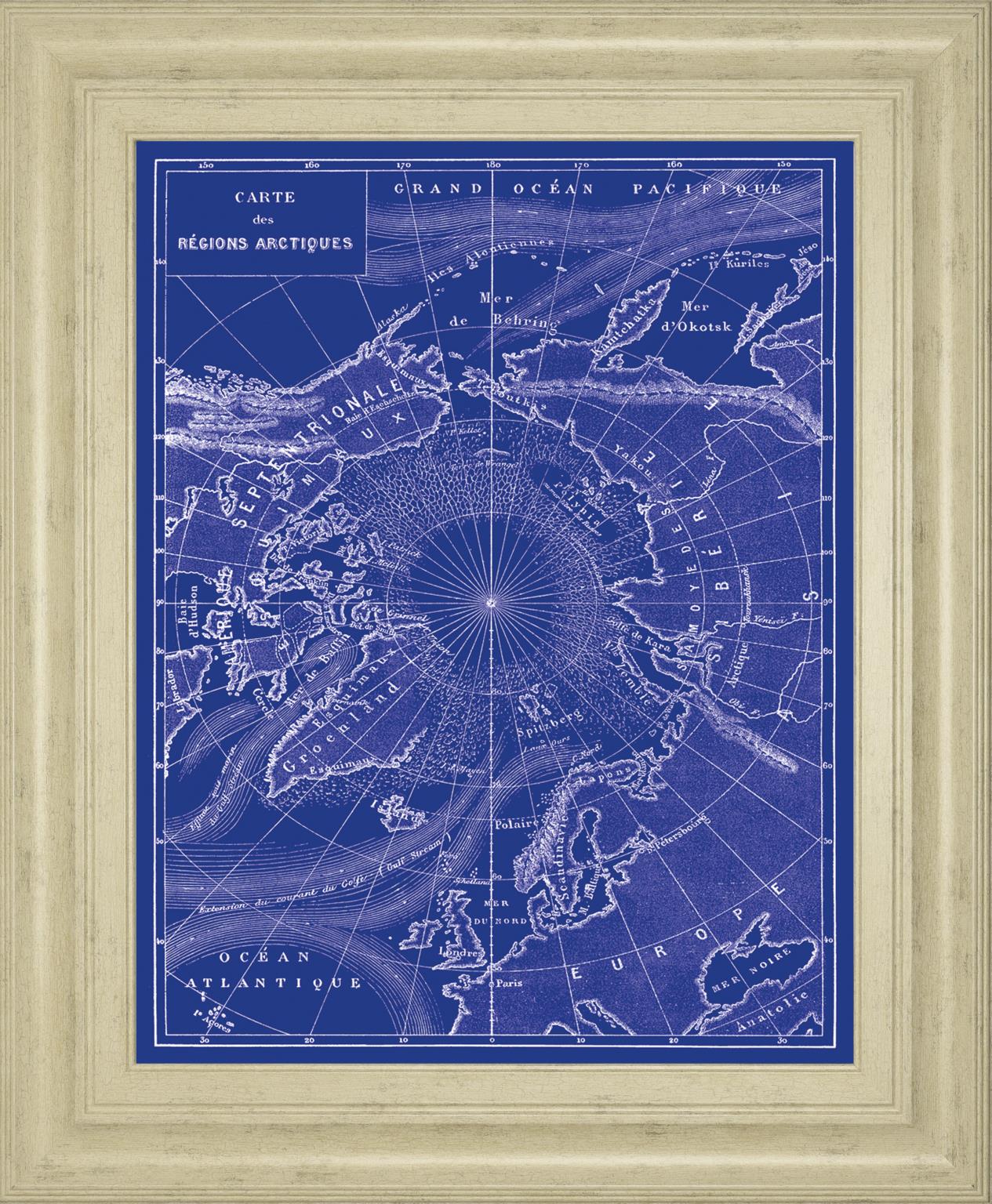 Arctic Map By The Vintage Collection 22X26 Framed Print