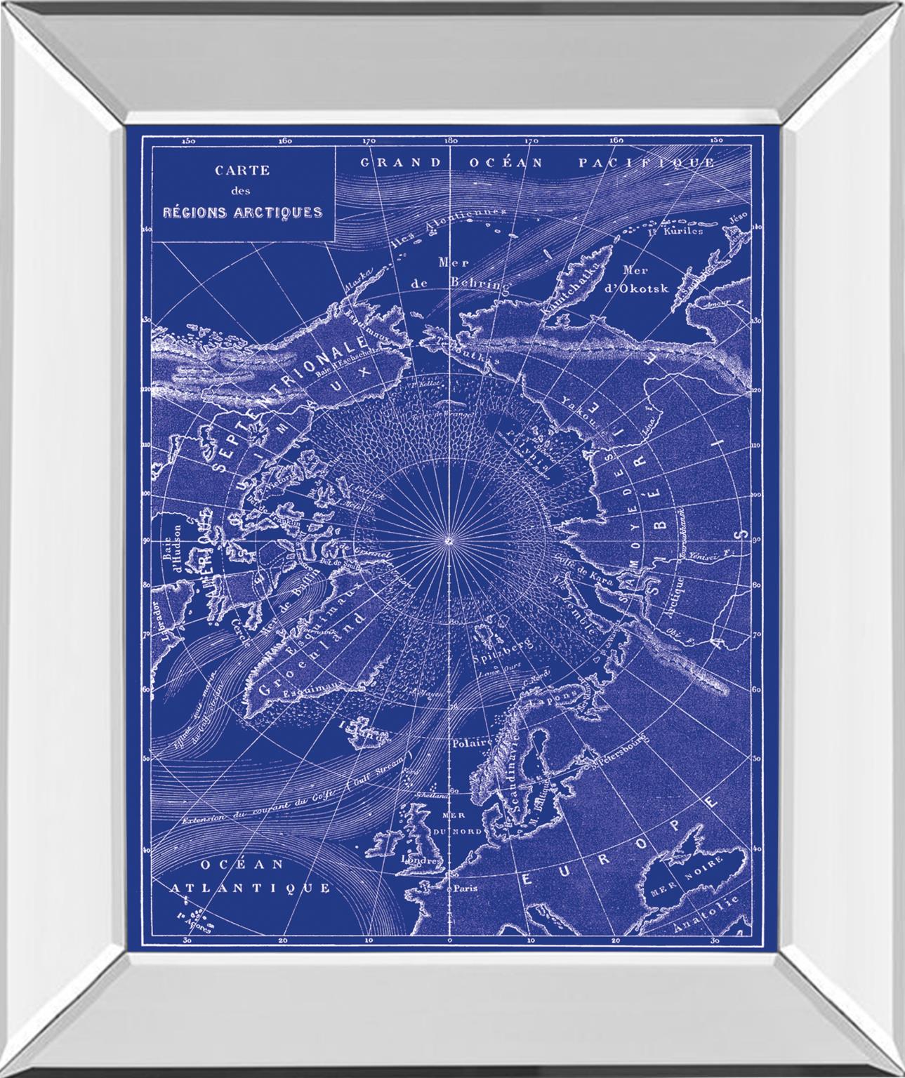 Mirrored Frame Arctic Map By The Vintage Collection 22X26 Mirror Frame Print