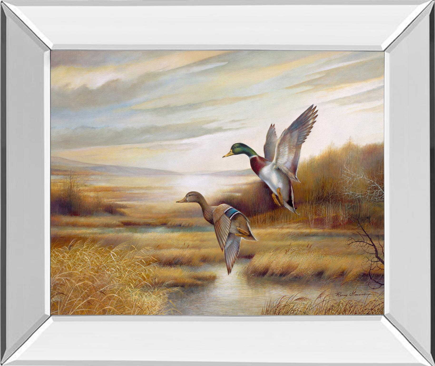 Mirrored Frame Mallards By Ruanne Manning 22X26 Mirror Frame Print