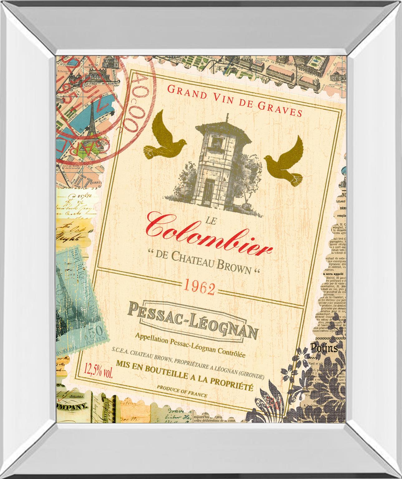 Mirrored Frame Wine Tour 1  By Maria Mendez 22X26 Mirror Frame Print