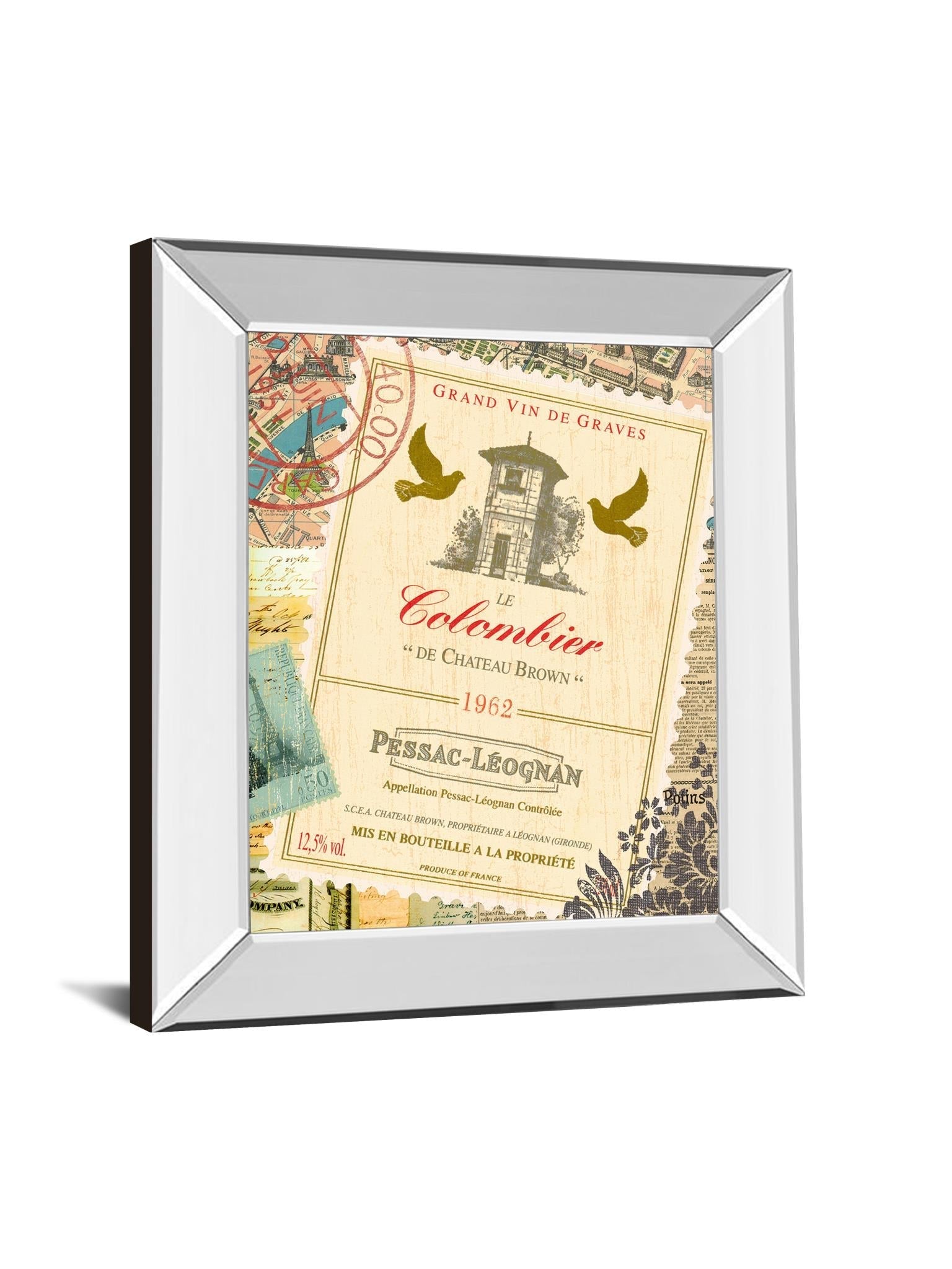 Mirrored Frame Wine Tour 1  By Maria Mendez 22X26 Mirror Frame Print