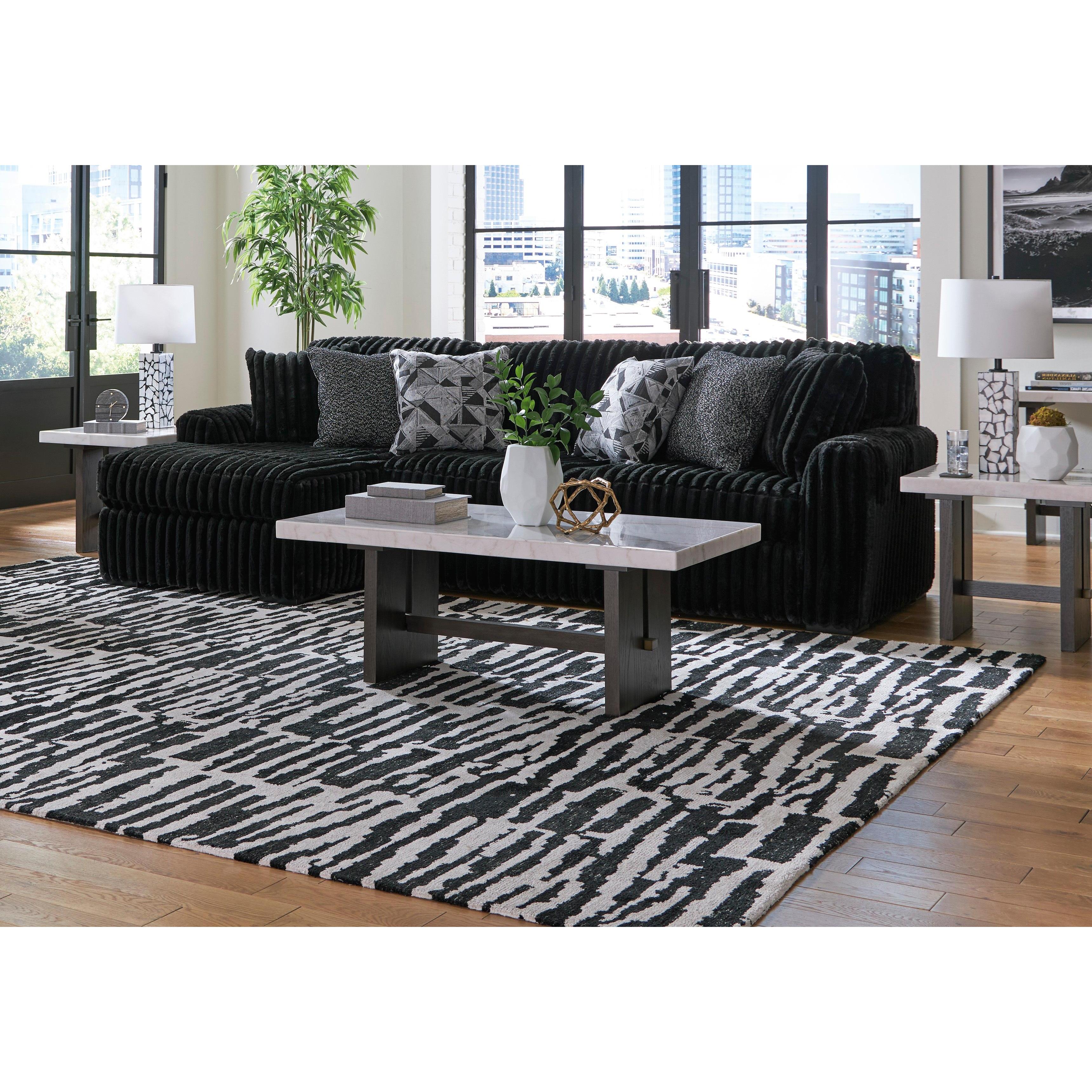 Swipe Furniture Exclusive Design Midnight-Madness Fabric 2 pc Sectional 9810316/9810367