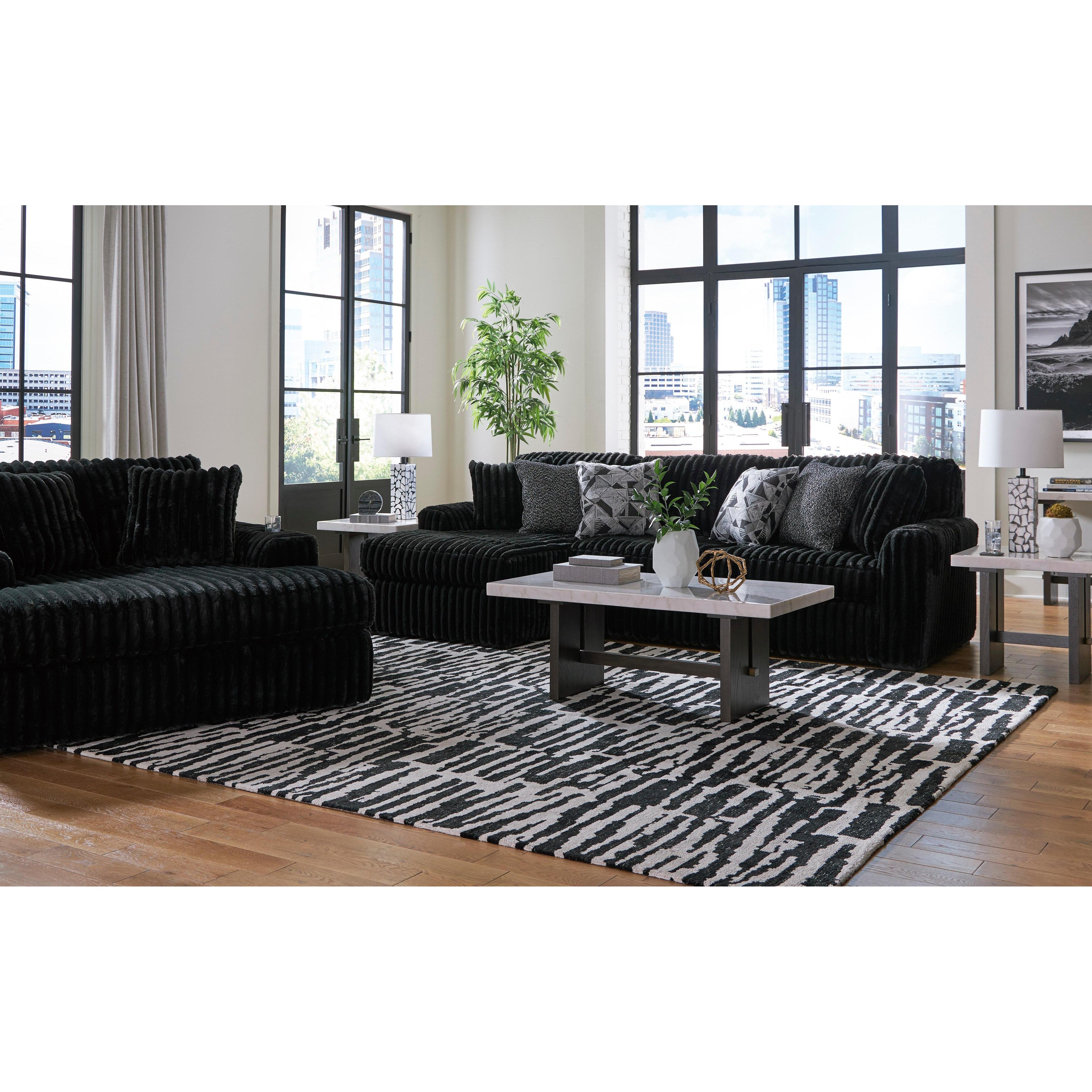 Swipe Furniture Exclusive Design Midnight-Madness Fabric 2 pc Sectional 9810316/9810367