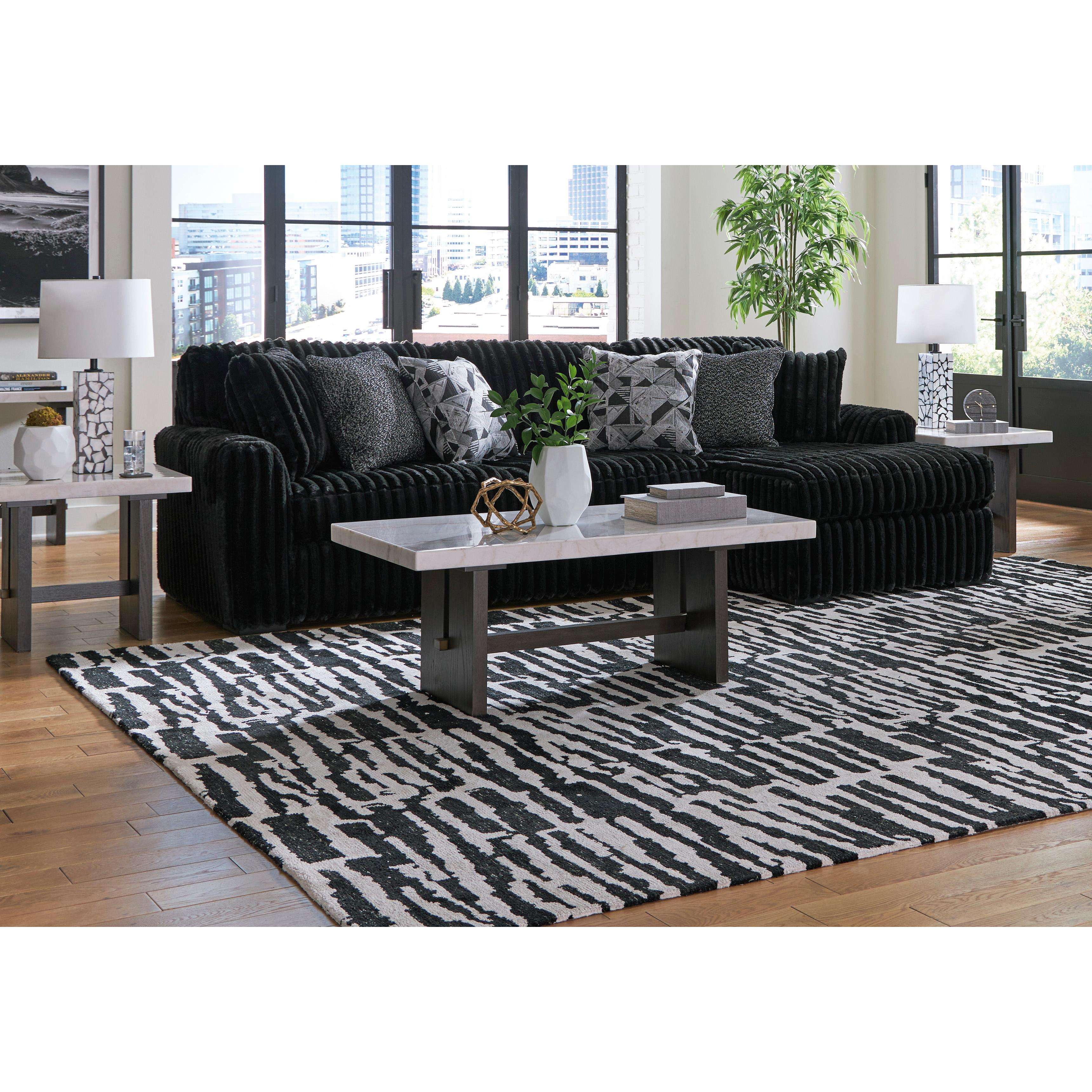 Swipe Furniture Exclusive Design Midnight-Madness Fabric 2 pc Sectional 9810366/9810317