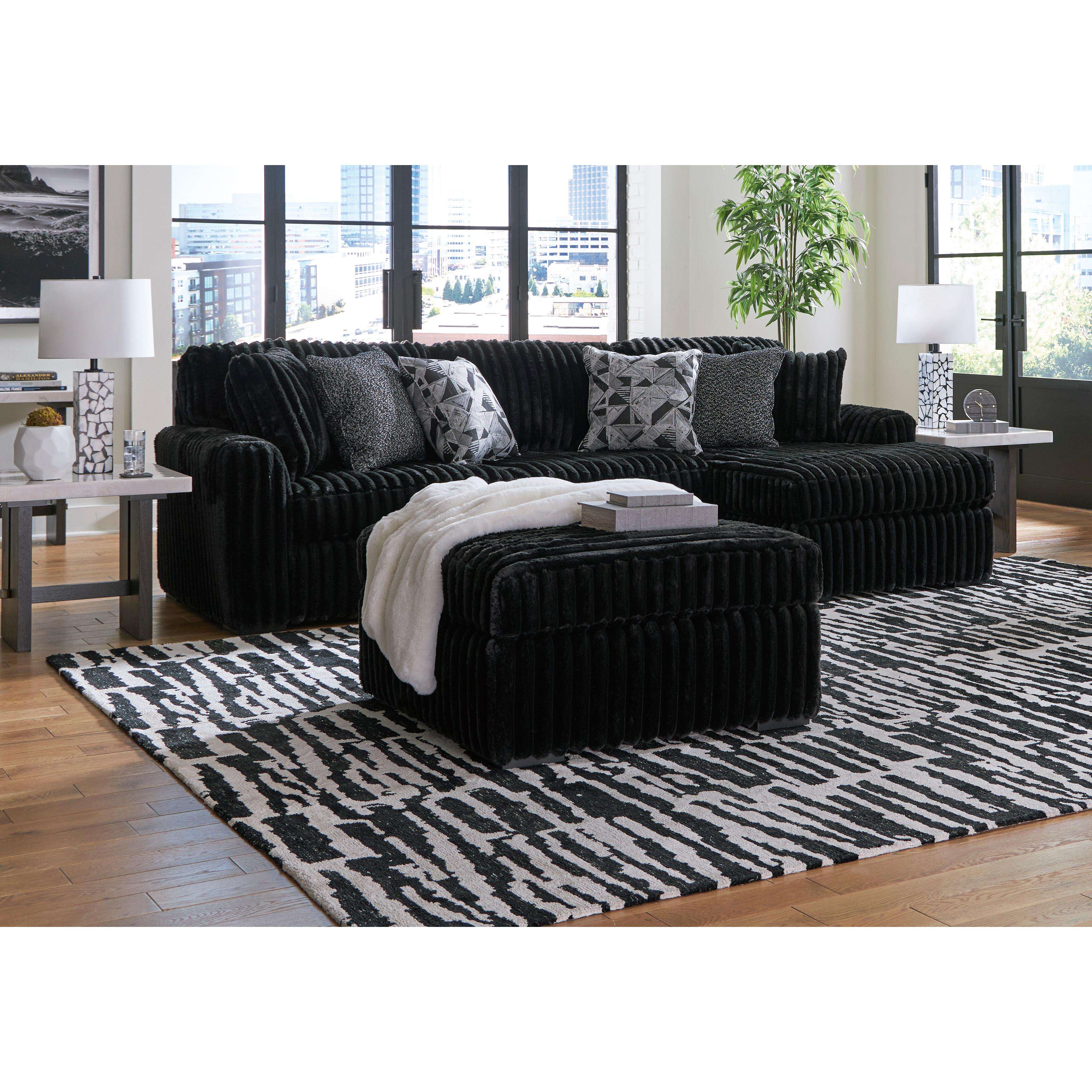 Swipe Furniture Exclusive Design Midnight-Madness Fabric 2 pc Sectional 9810366/9810317