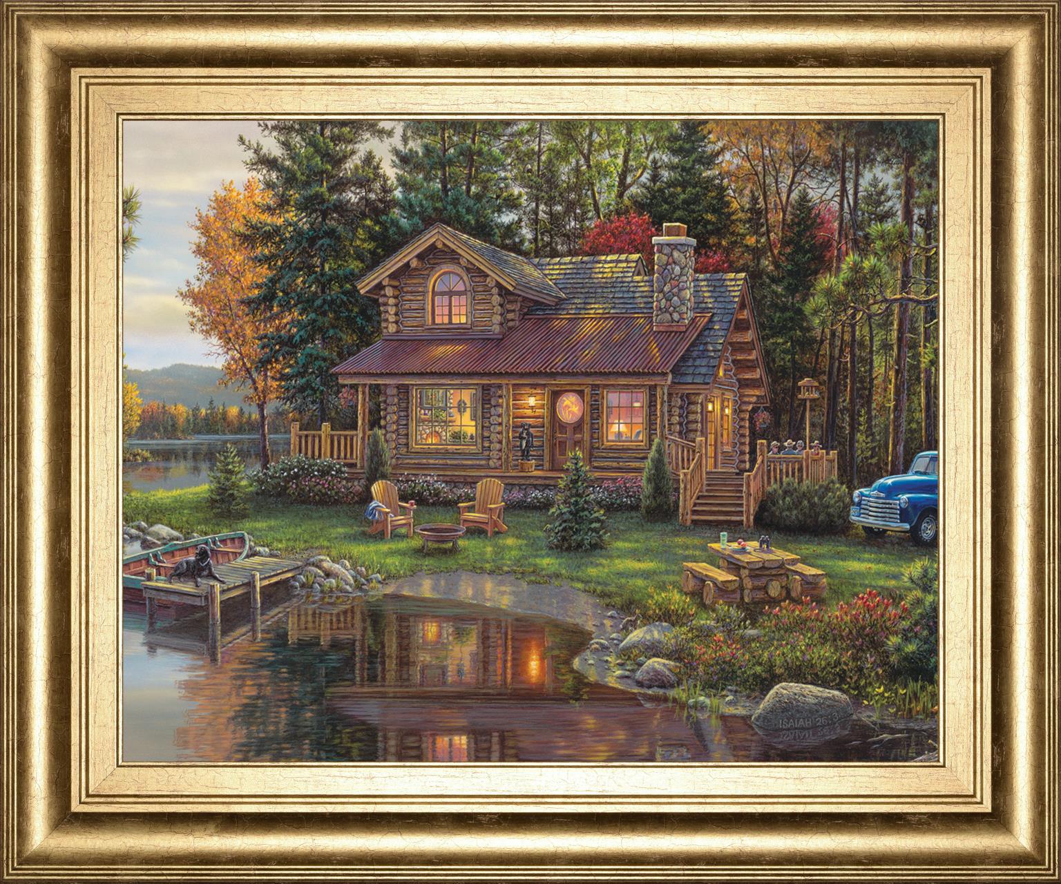 Peace Like A River Cabin By Kim Norlien 22X26 Framed Print