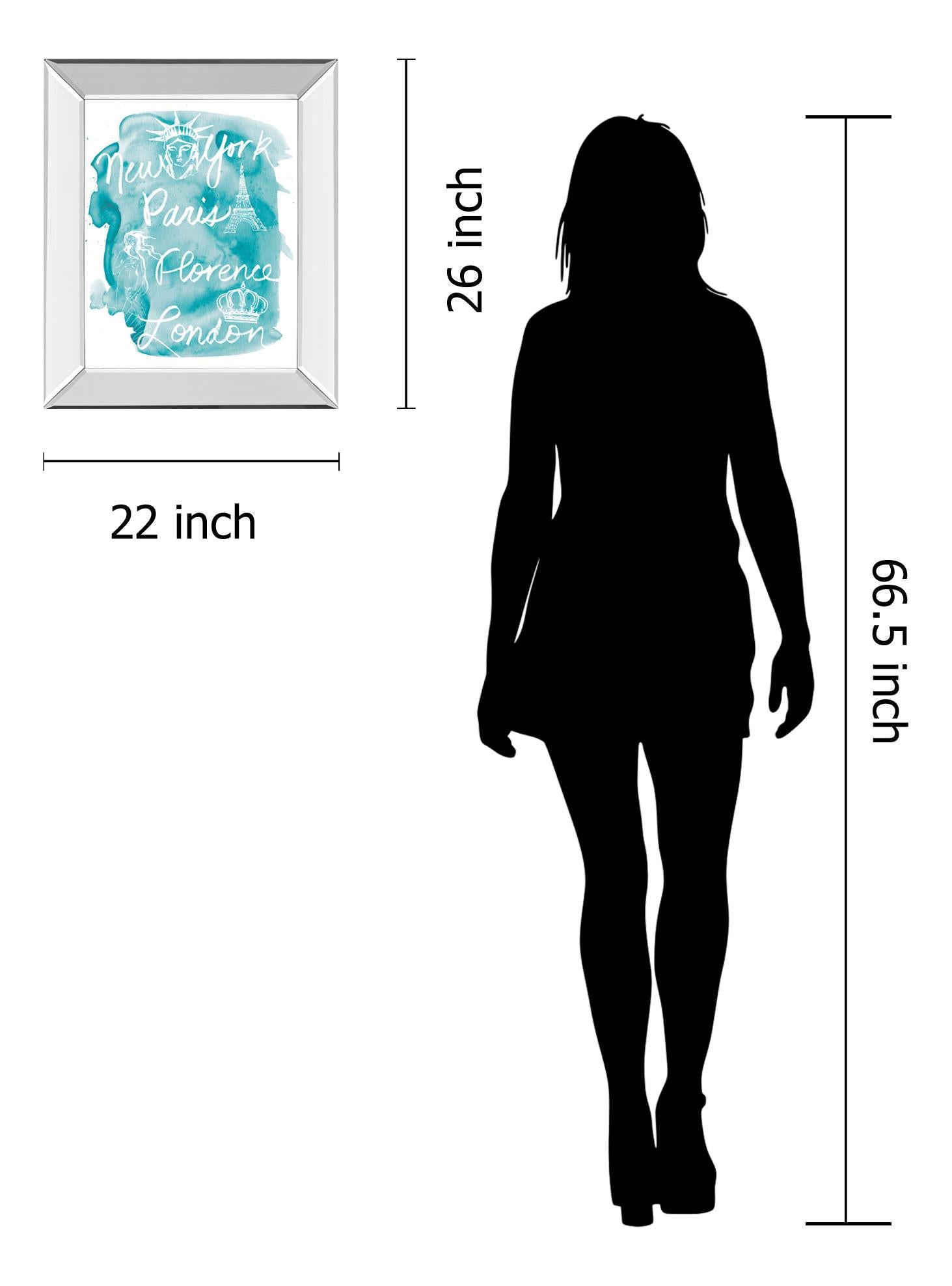 Mirrored Frame Sightseeing I By Lottie Fontaine 22X26 Mirror Frame Print