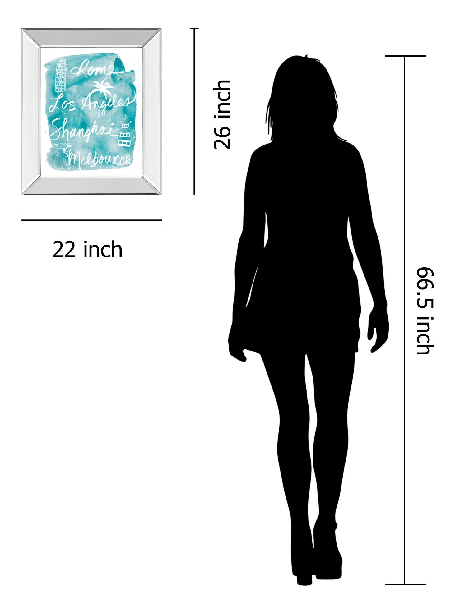 Mirrored Frame Sightseeing Ii By Lottie Fontaine 22X26 Mirror Frame Print