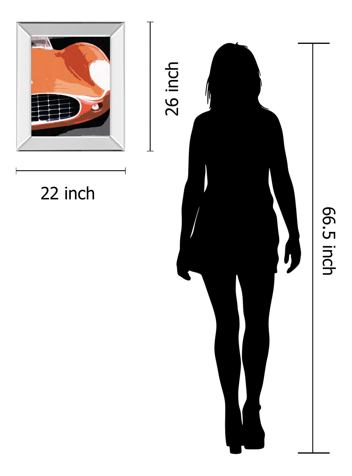 Mirrored Frame Ferrari Classic By Malcolm Sanders 22X26 Mirror Frame Print