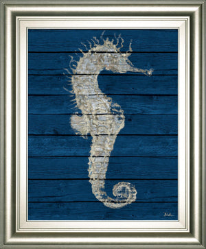 Antique Seahorse On Blue I By Patricia Pinto 22X26 Framed Print