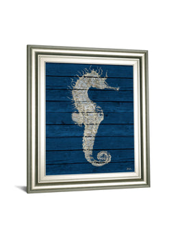 Antique Seahorse On Blue I By Patricia Pinto 22X26 Framed Print