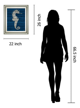 Antique Seahorse On Blue I By Patricia Pinto 22X26 Framed Print