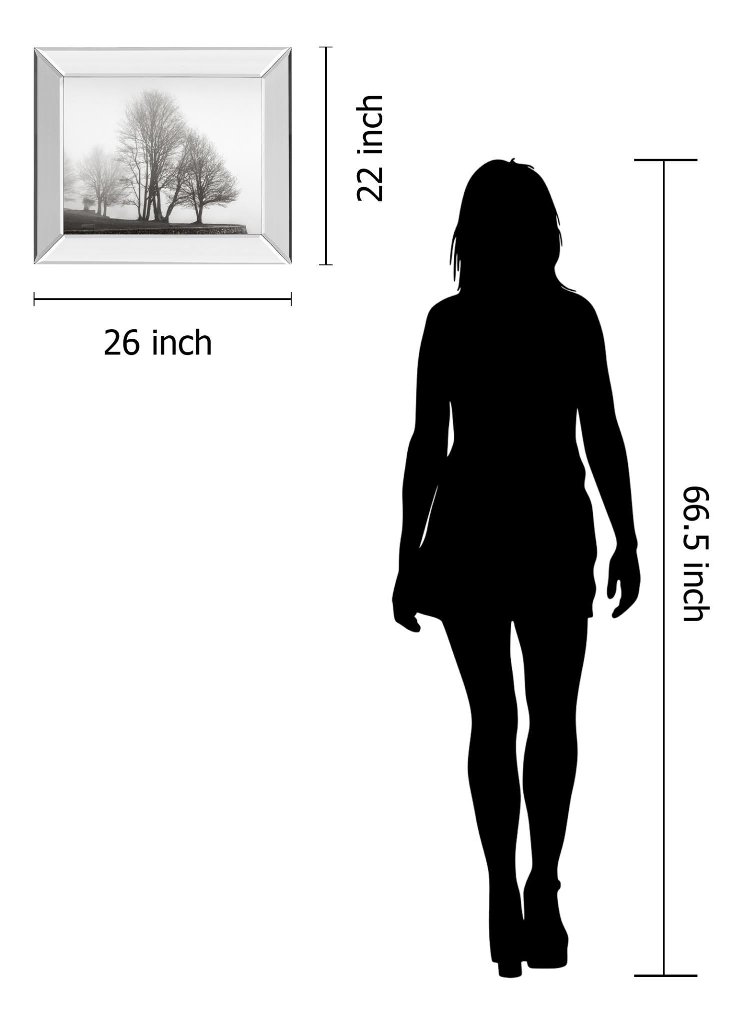 Mirrored Frame Fog And Trees At Dusk By Lsh 22X26 Mirror Frame Print