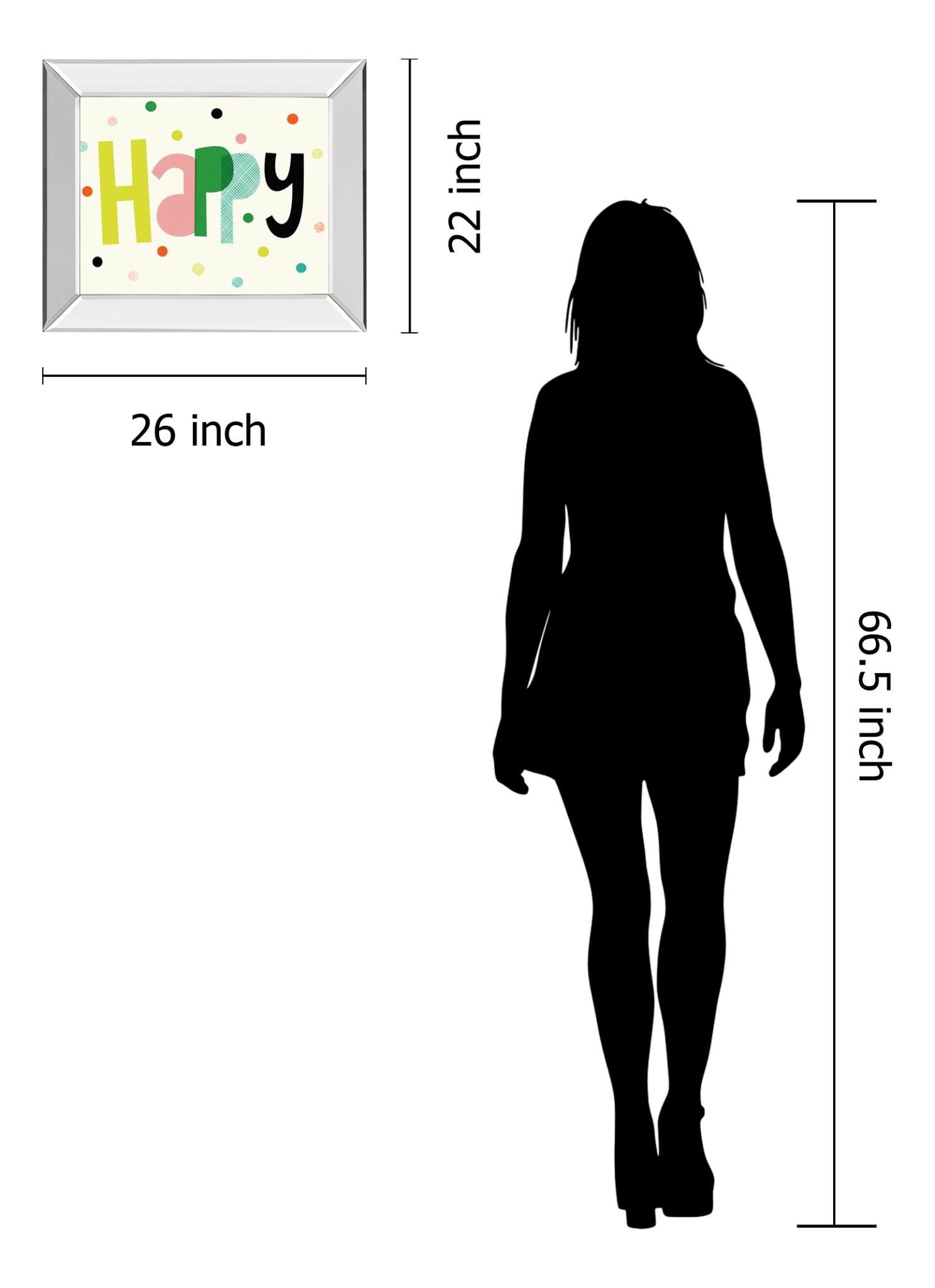 Mirrored Frame Happy By Sophie Ledesma 22X26 Mirror Frame Print