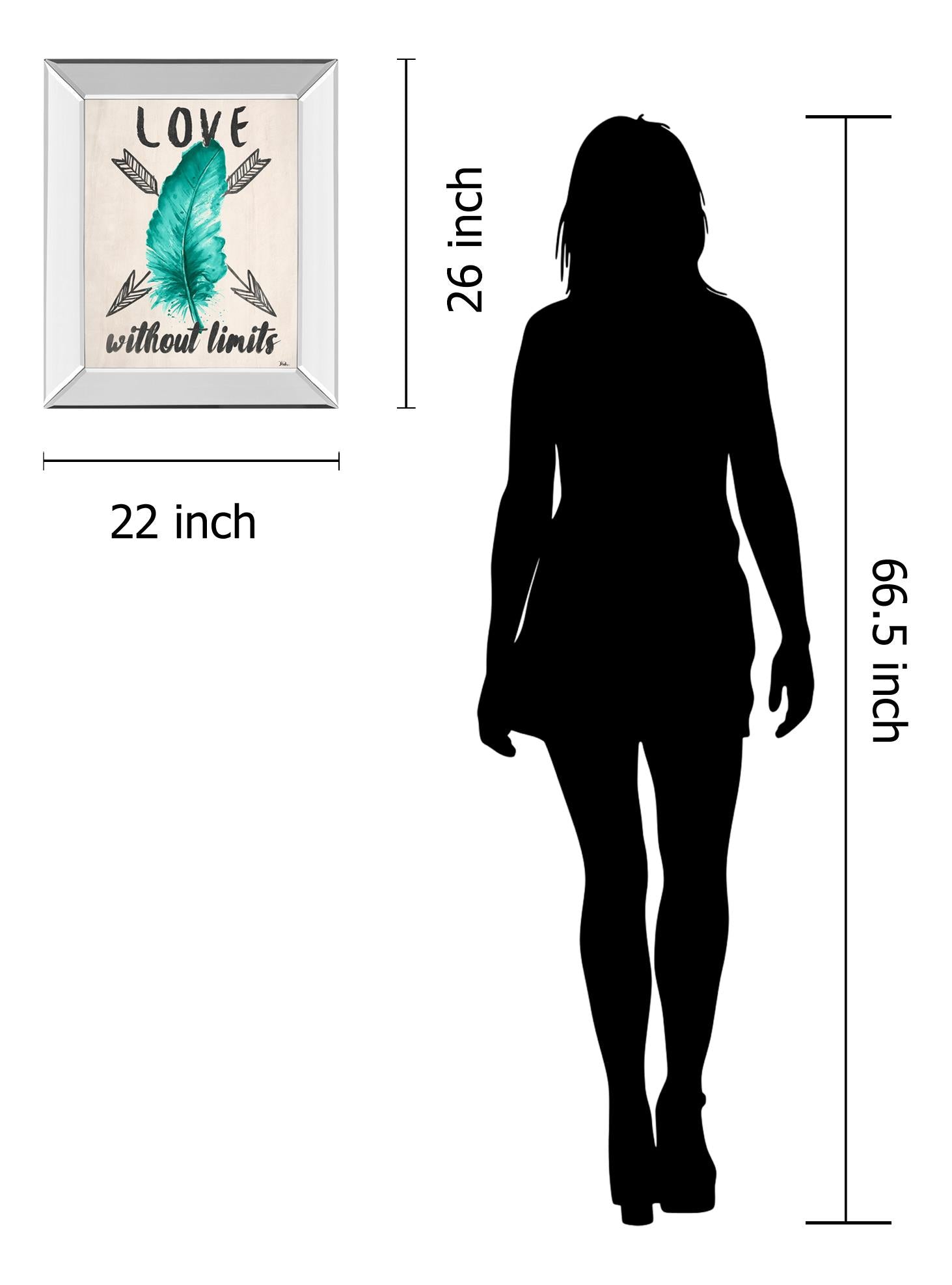 Mirrored Frame Teal Fearless Limits Ii By Patricia Pinto 22X26 Mirror Frame Print