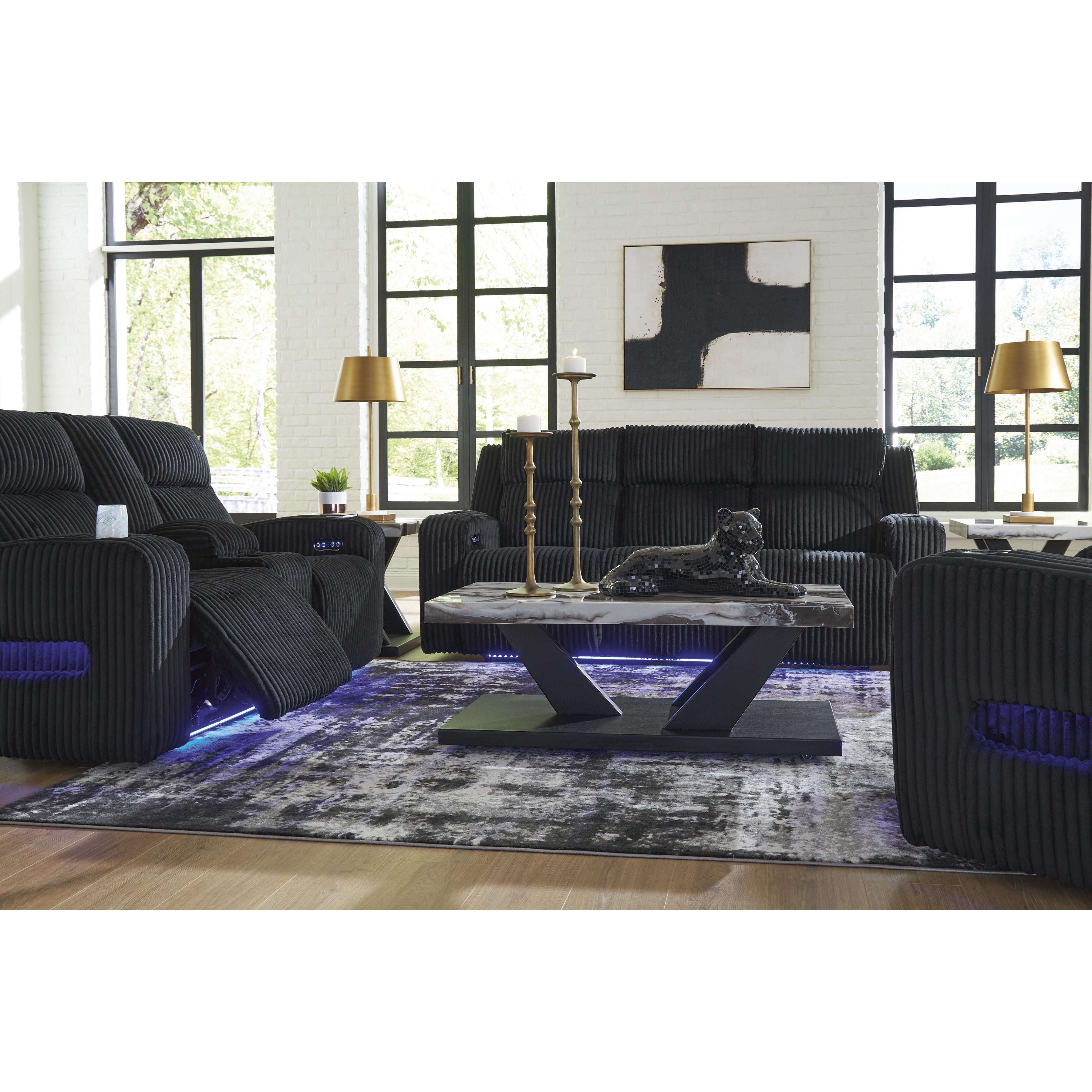 Swipe Furniture Exclusive Design Forest Lake Power Reclining Fabric Loveseat with Console PC6420218