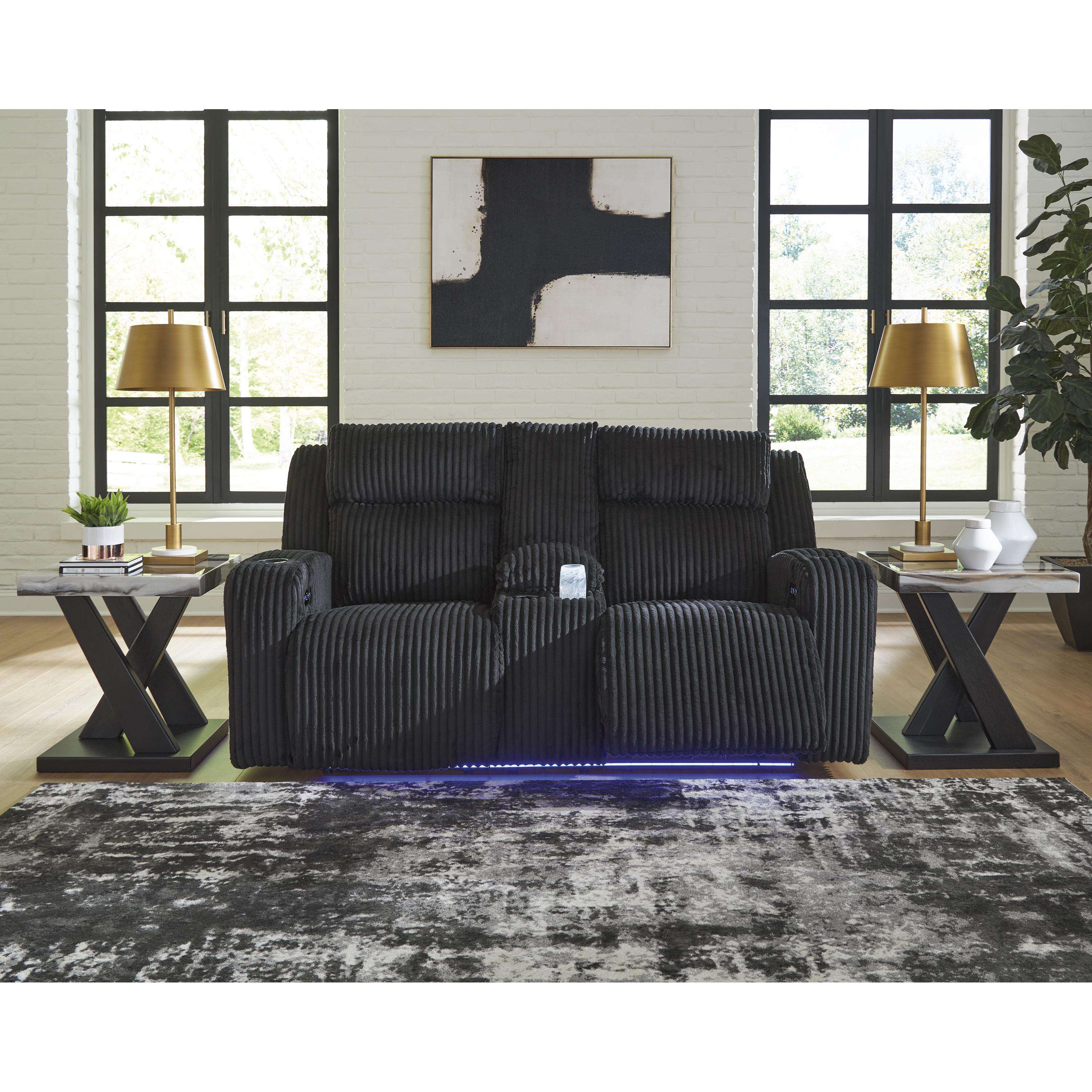 Swipe Furniture Exclusive Design Forest Lake Power Reclining Fabric Loveseat with Console PC6420218
