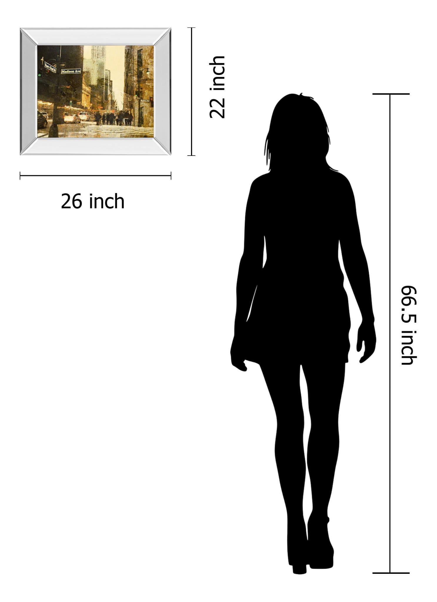 Mirrored Frame New York Streets By Acosta 22X26 Mirror Frame Print