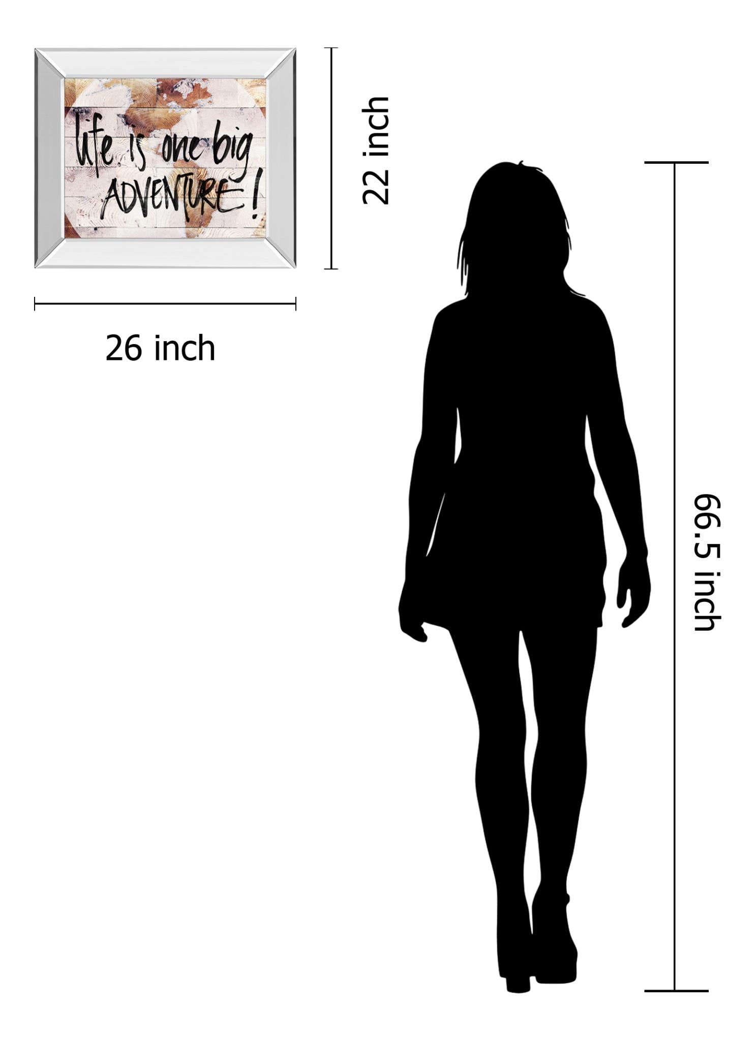 Mirrored Frame World On Wood By Sd Studios 22X26 Mirror Frame Print