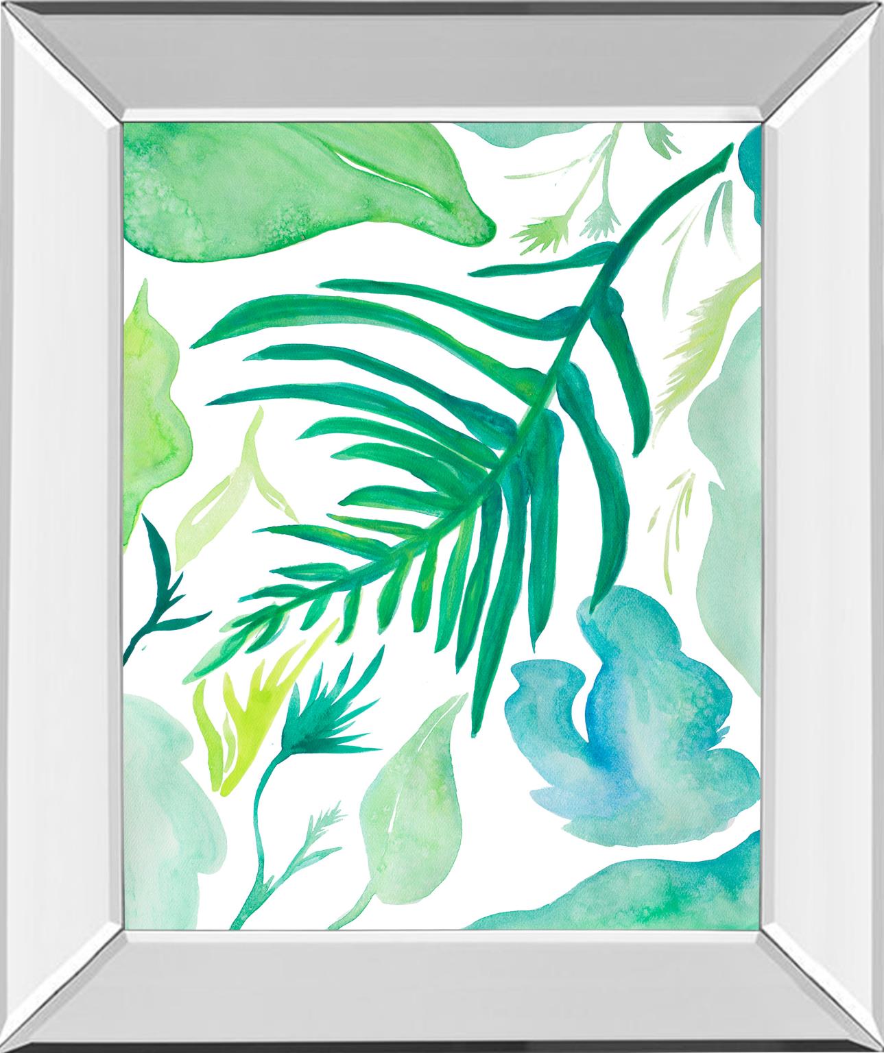 Mirrored Frame Green Water Leaves I By Kat Papa 22X26 Mirror Frame Print