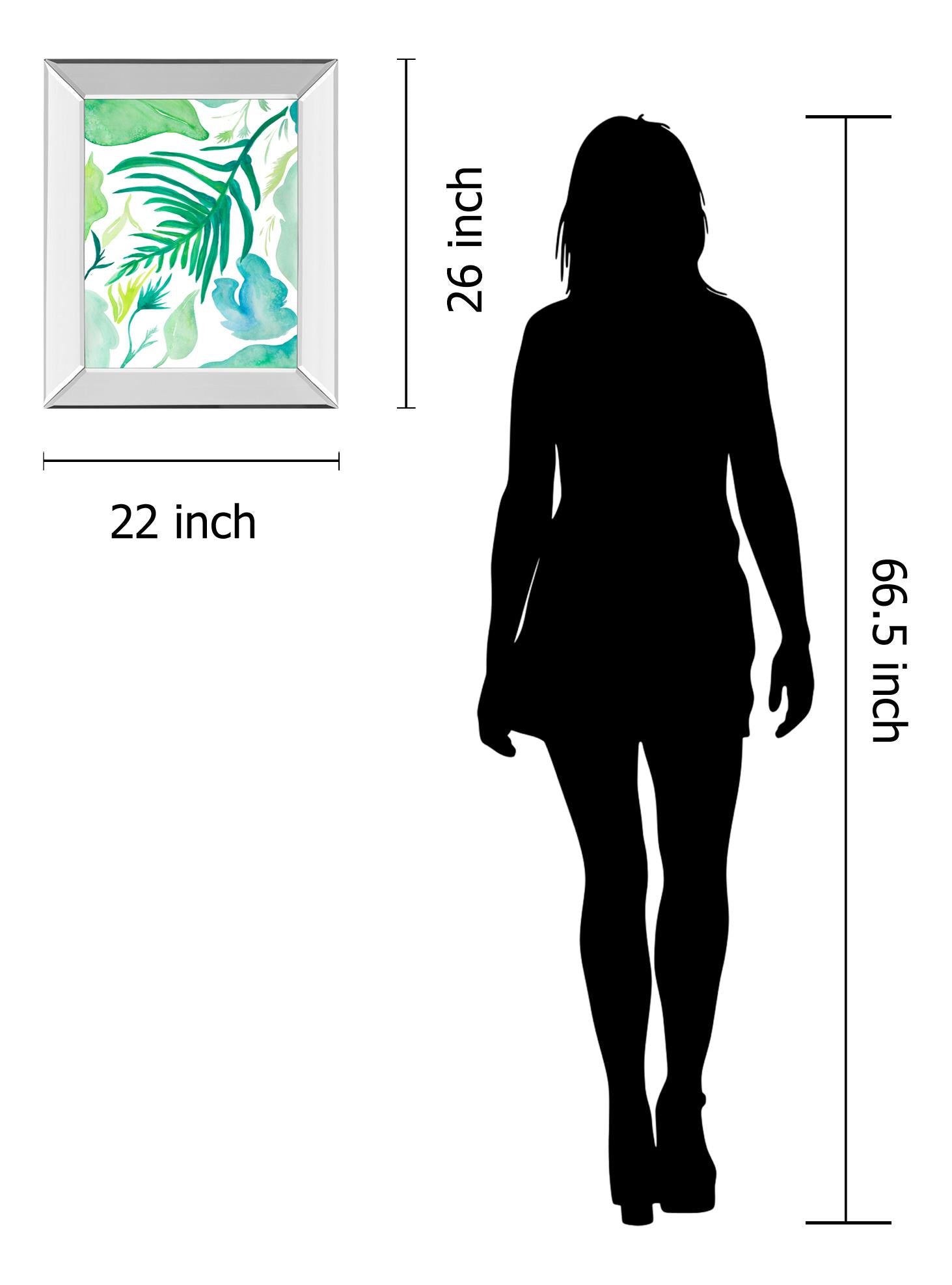 Mirrored Frame Green Water Leaves I By Kat Papa 22X26 Mirror Frame Print