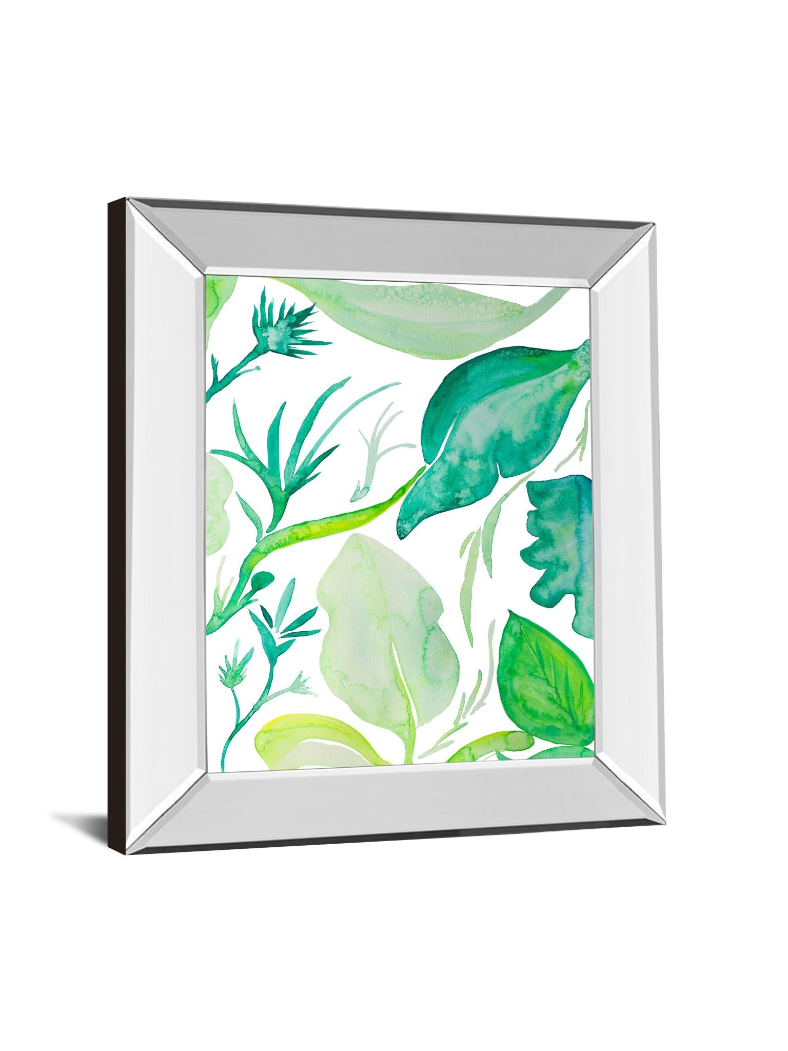 Mirrored Frame Green Water Leaves Ii By Kat Papa 22X26 Mirror Frame Print