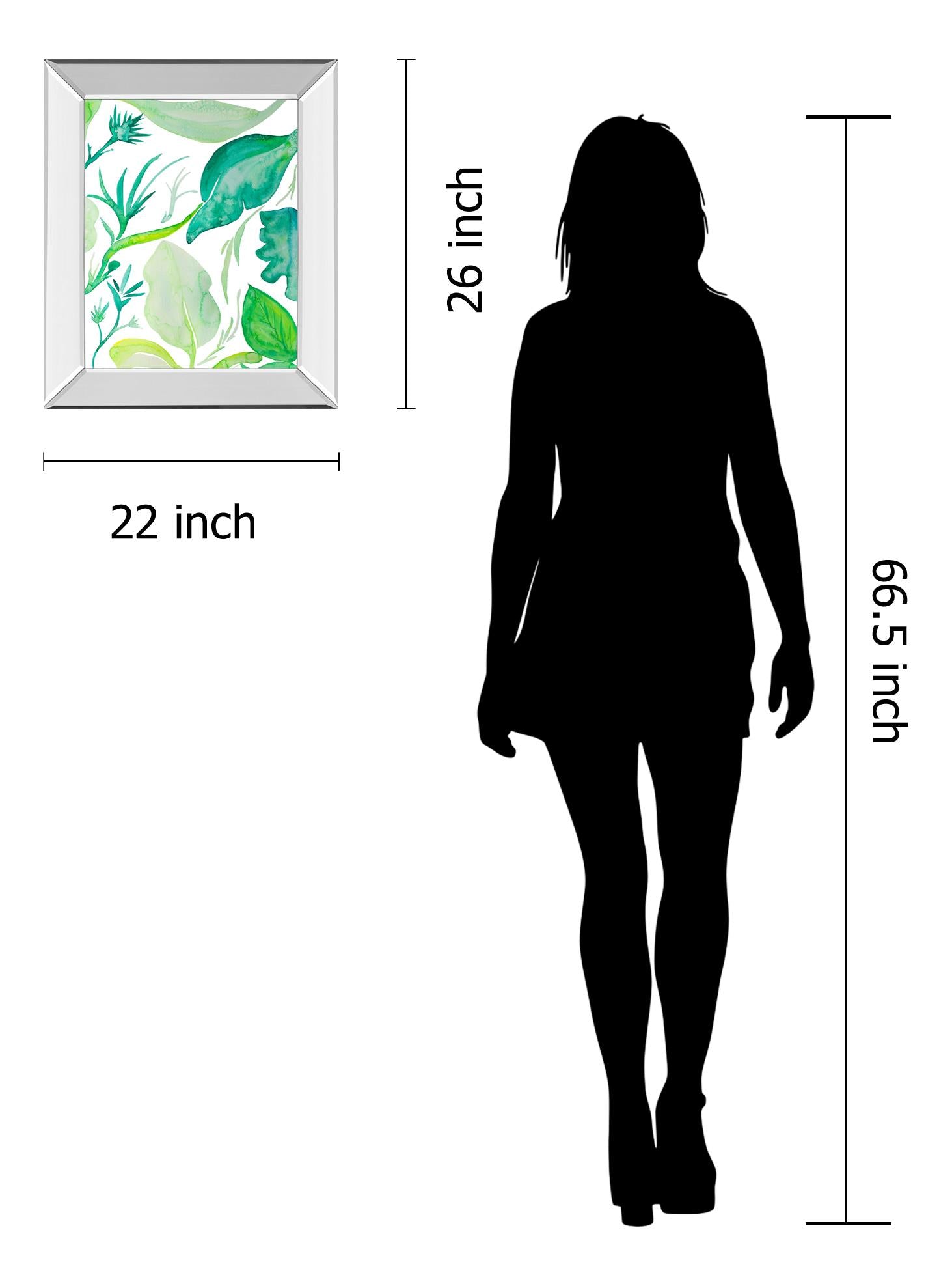 Mirrored Frame Green Water Leaves Ii By Kat Papa 22X26 Mirror Frame Print