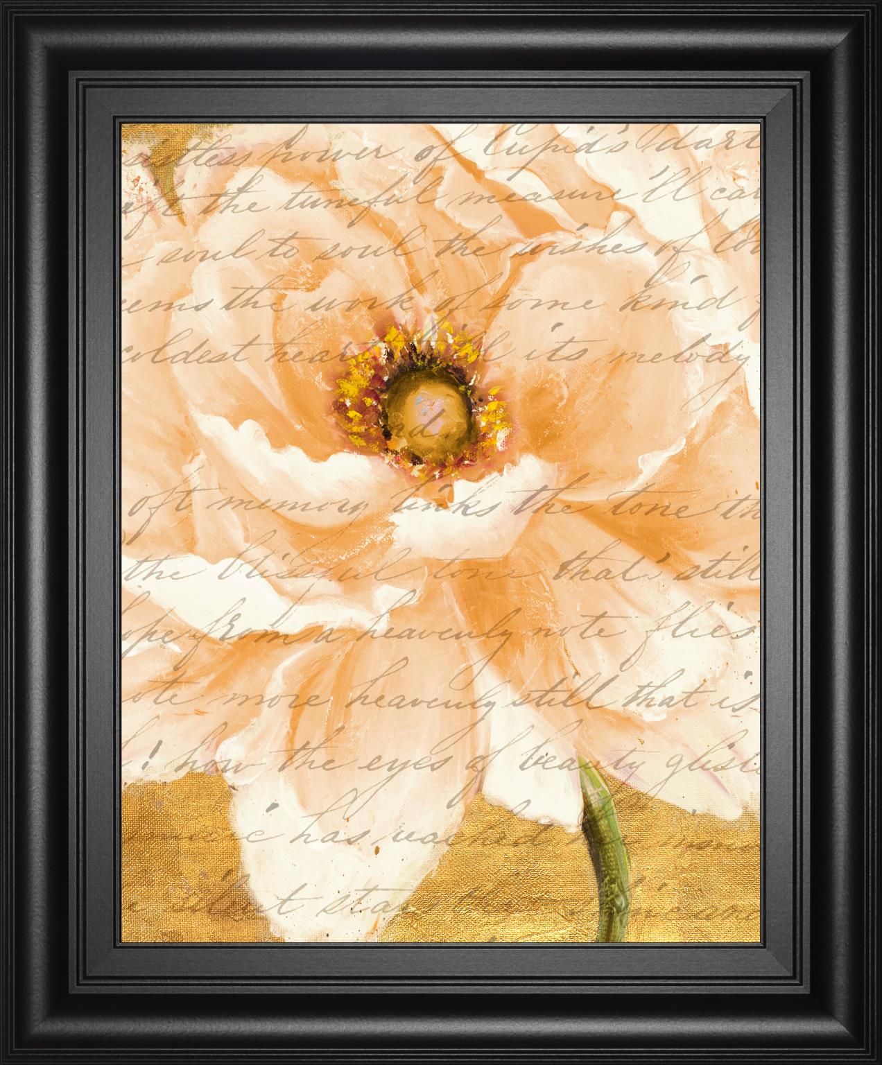 Beautiful Cream Peonies Script I By Patricia Pinto 22X26 Framed Print