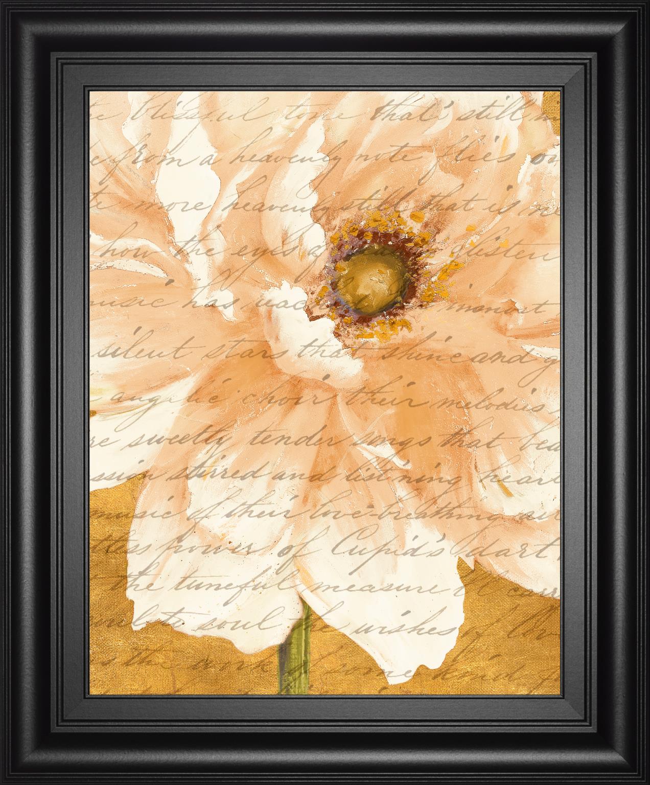 Beautiful Cream Peonies Script Ii By Patricia Pinto 22X26 Framed Print