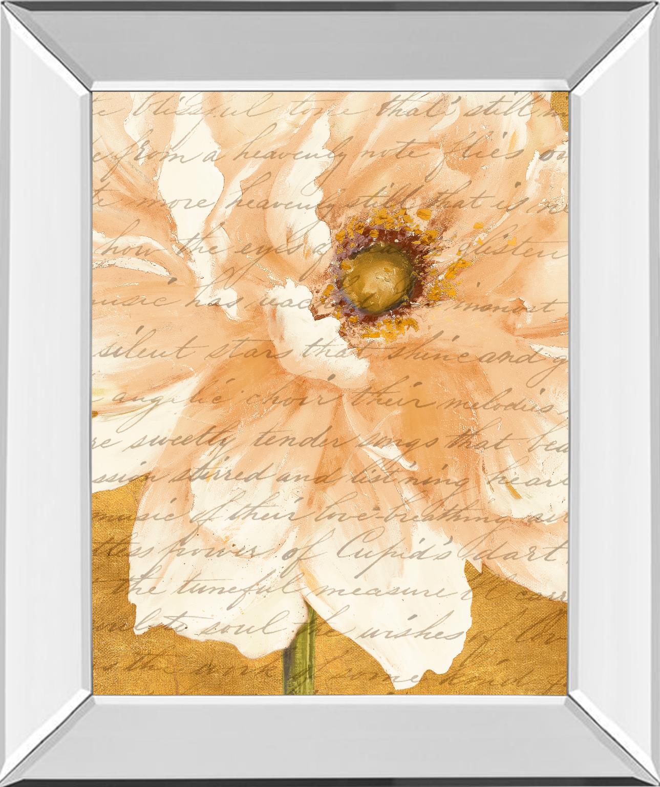 Mirrored Frame Beautiful Cream Peonies Script Ii By Patricia Pinto 22X26 Mirror Frame Print