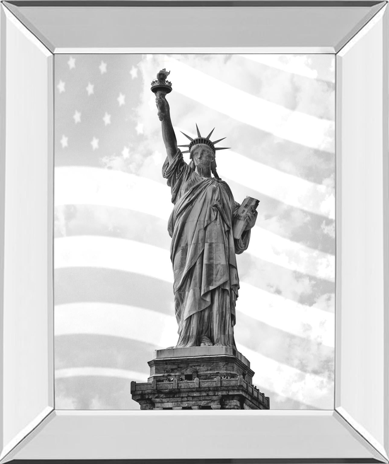 Mirrored Frame Liberty Flag By Roffman, R. 22X26 Mirror Frame Print