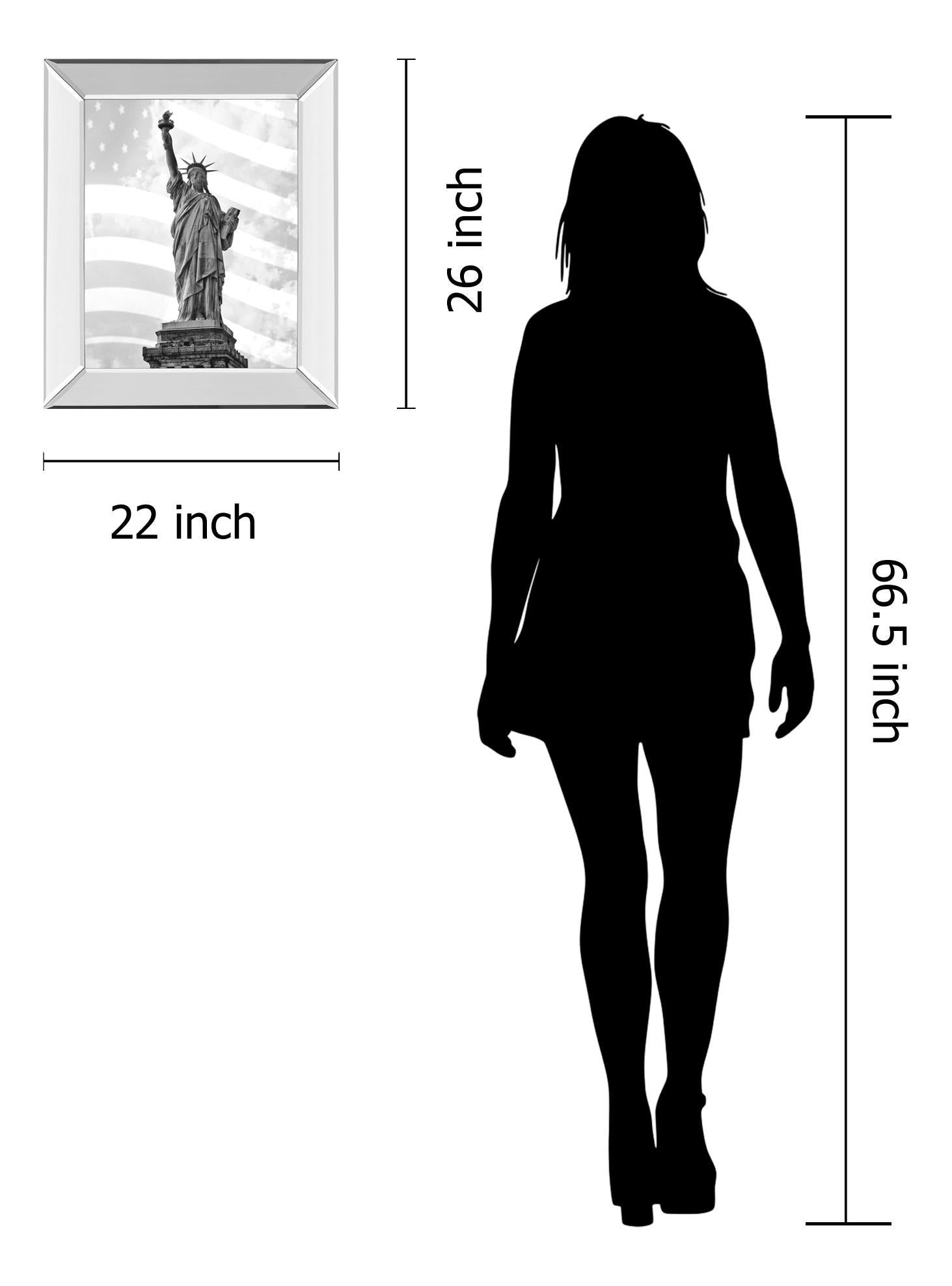 Mirrored Frame Liberty Flag By Roffman, R. 22X26 Mirror Frame Print