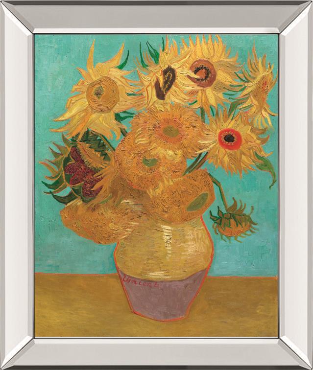 Still Life Vase With Twelve Sunflowers, January 1889 By Vincent Van Gogh 22X26 Mirror Frame Print