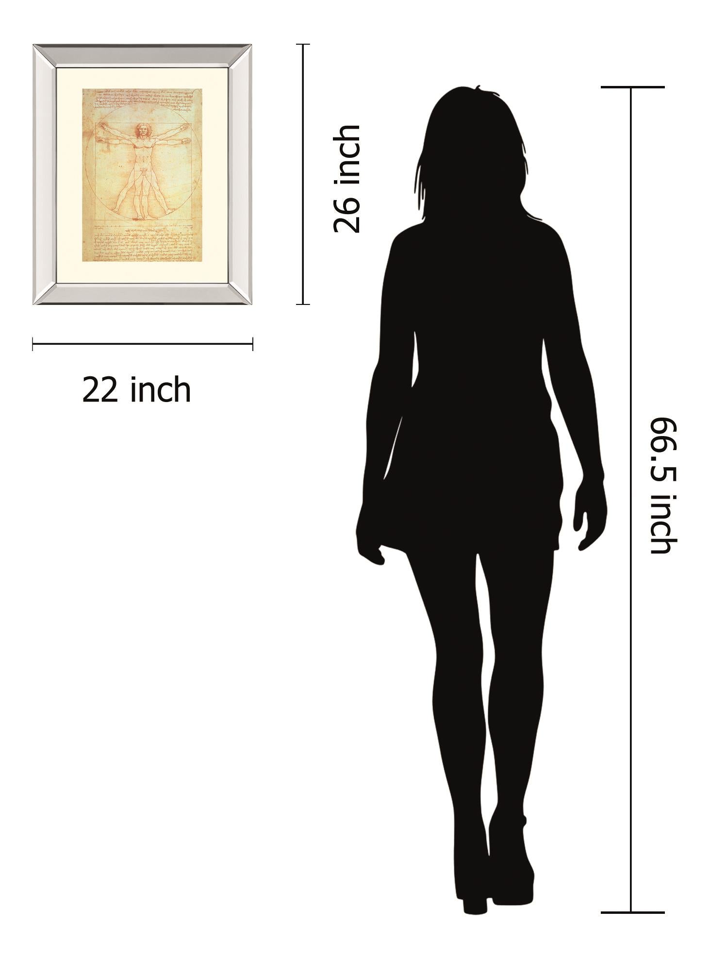 Vituvian Man By Leonardo Da Vinci 22X26 Mirror Frame Print