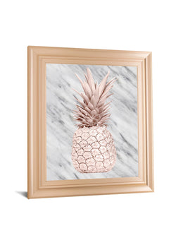 Rose Gold Pineapple On Gray Marble By Nature Magick 22X26 Framed Print
