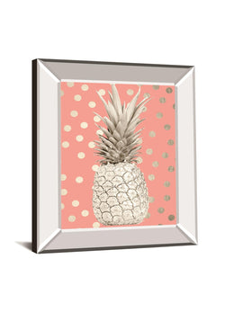 White Gold Pineapple On Polka Dots Pink By Nature Magick 22X26 Mirror Frame Print
