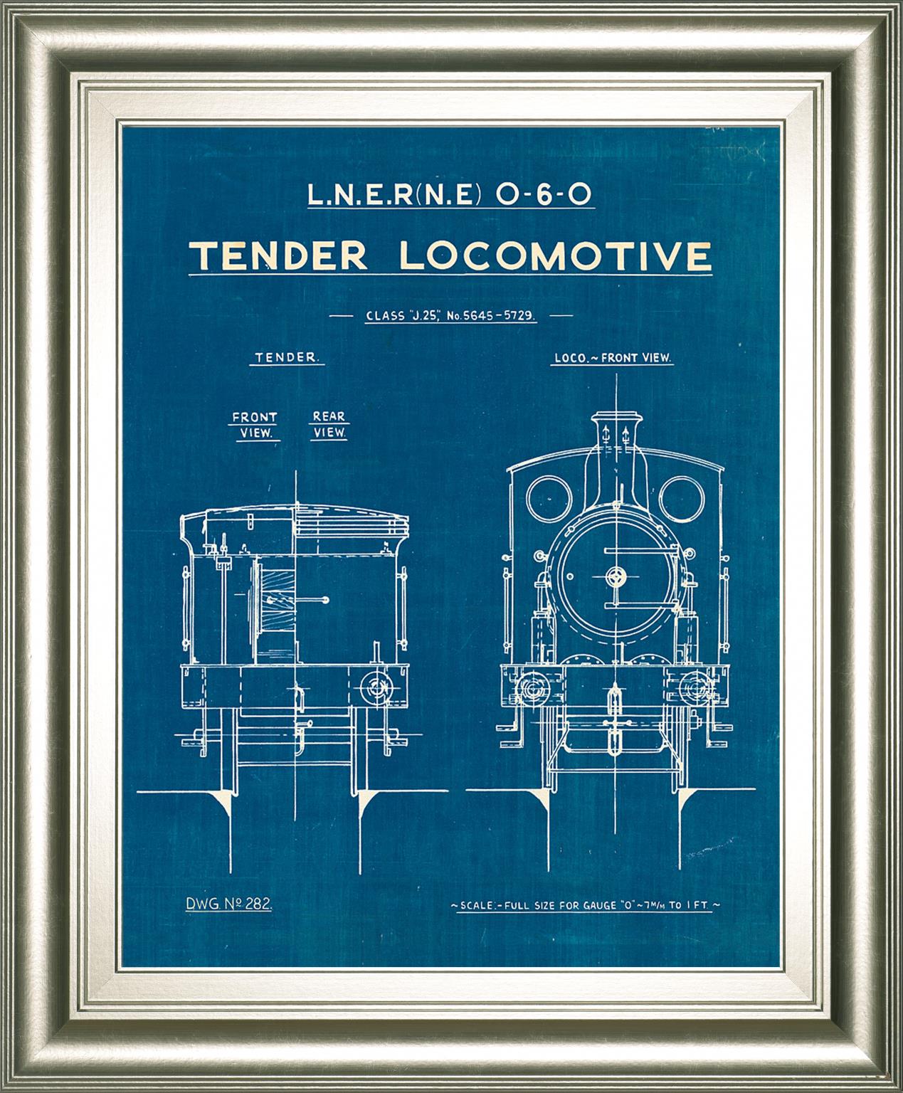 Locomotive Blueprint Iii By Wild Apple Portfolio 22X26 Framed Print
