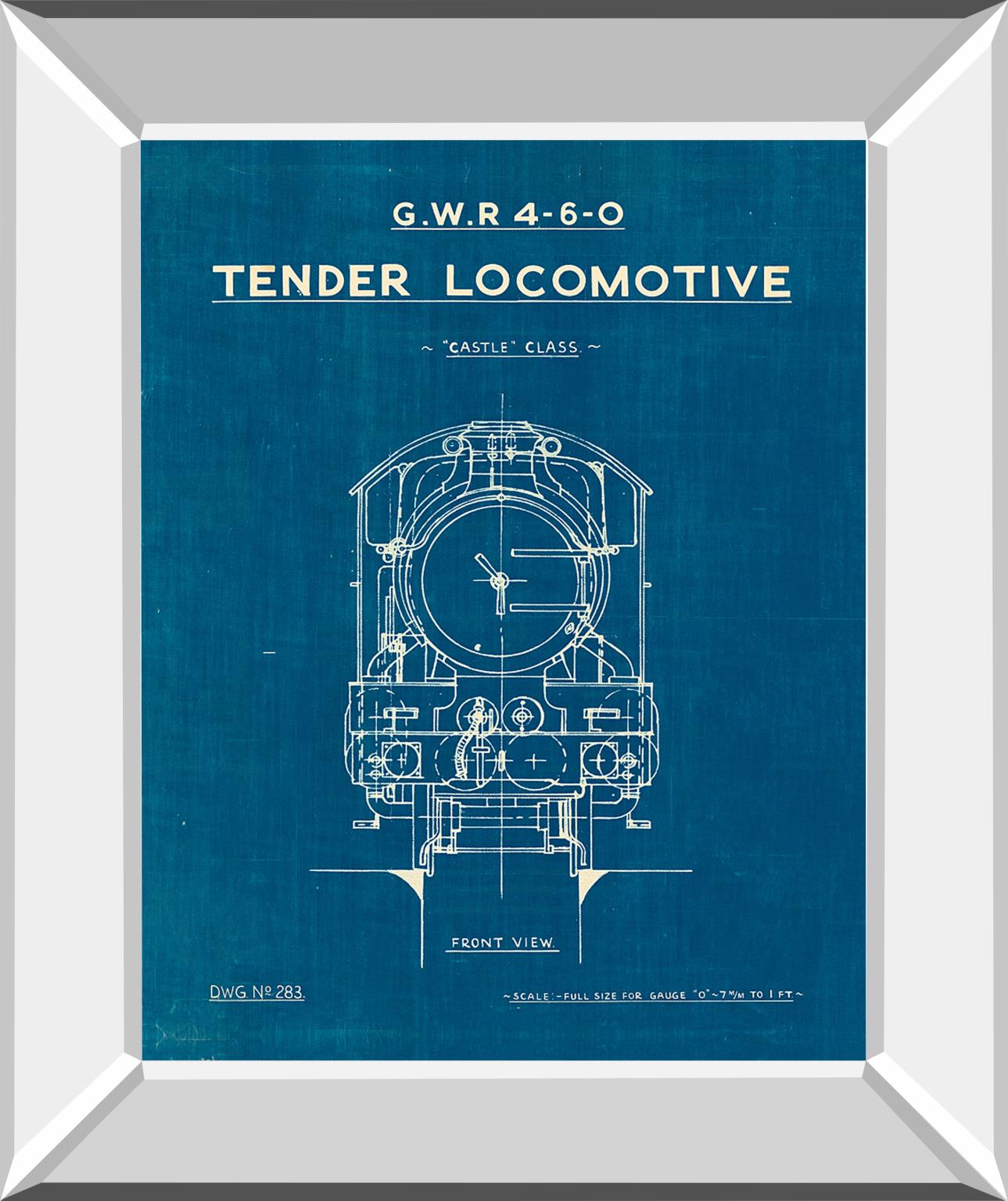 Locomotive Blueprint Ii By Wild Apple Portfolio 22X26 Mirror Frame Print