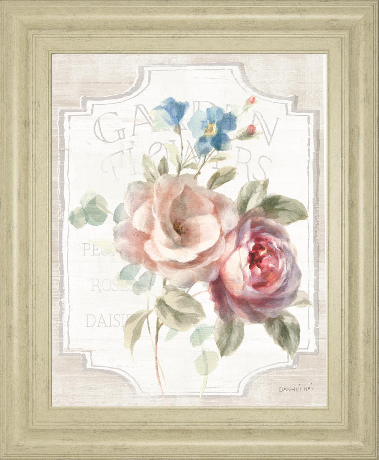 Cottage Garden Iv On Wood By Danhui Nai 22X26 Framed Print