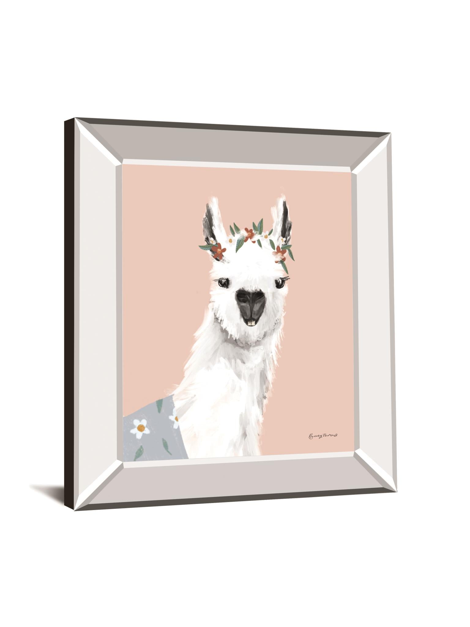 Delightful Alpacas I By Becky Thorns 22X26 Mirror Frame Print