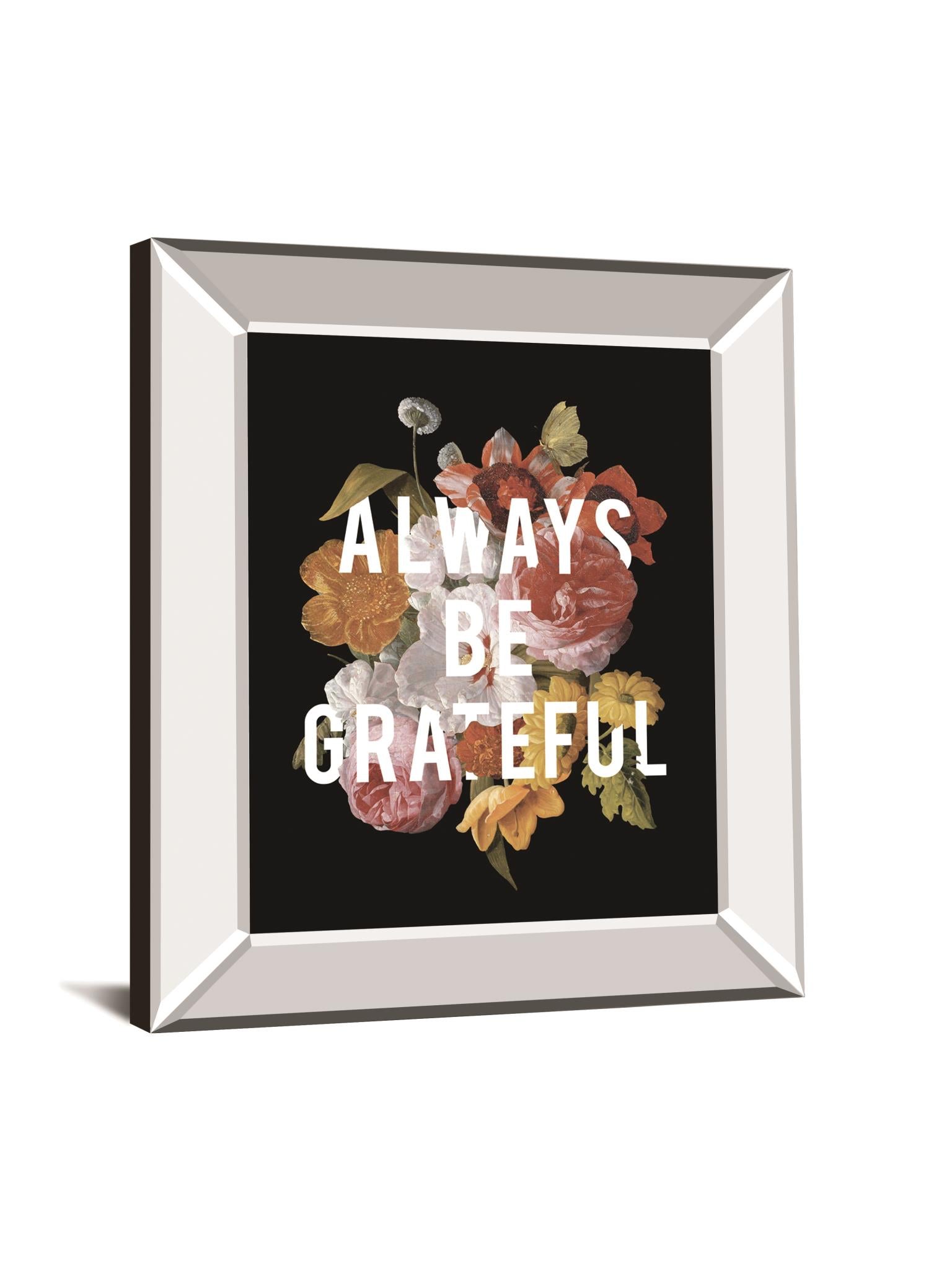 Floral Sentiment I Black By Wild Apple Portfolio 22X26 Mirror Frame Print
